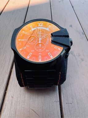 Diesel Men’s Black Watch with Orange Dial